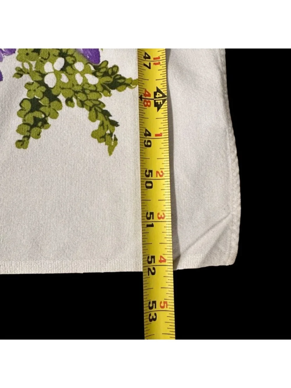 Vintage Purple Floral Tablecloth California Hand Prints Mid Century Flowers